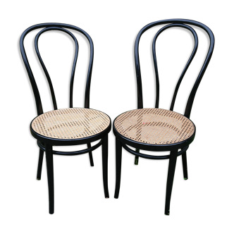Lot of 2 black bistro chairs laqué zpm curved wood