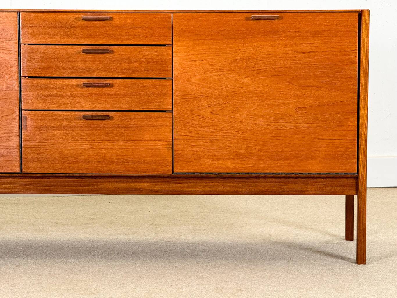 Mid-Century Sideboard by Meredew (Brown Leather Handles)