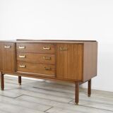 Midcentury G Plan 'E Gomme' Sideboard In Walnut And Brass. Vintage Modern /