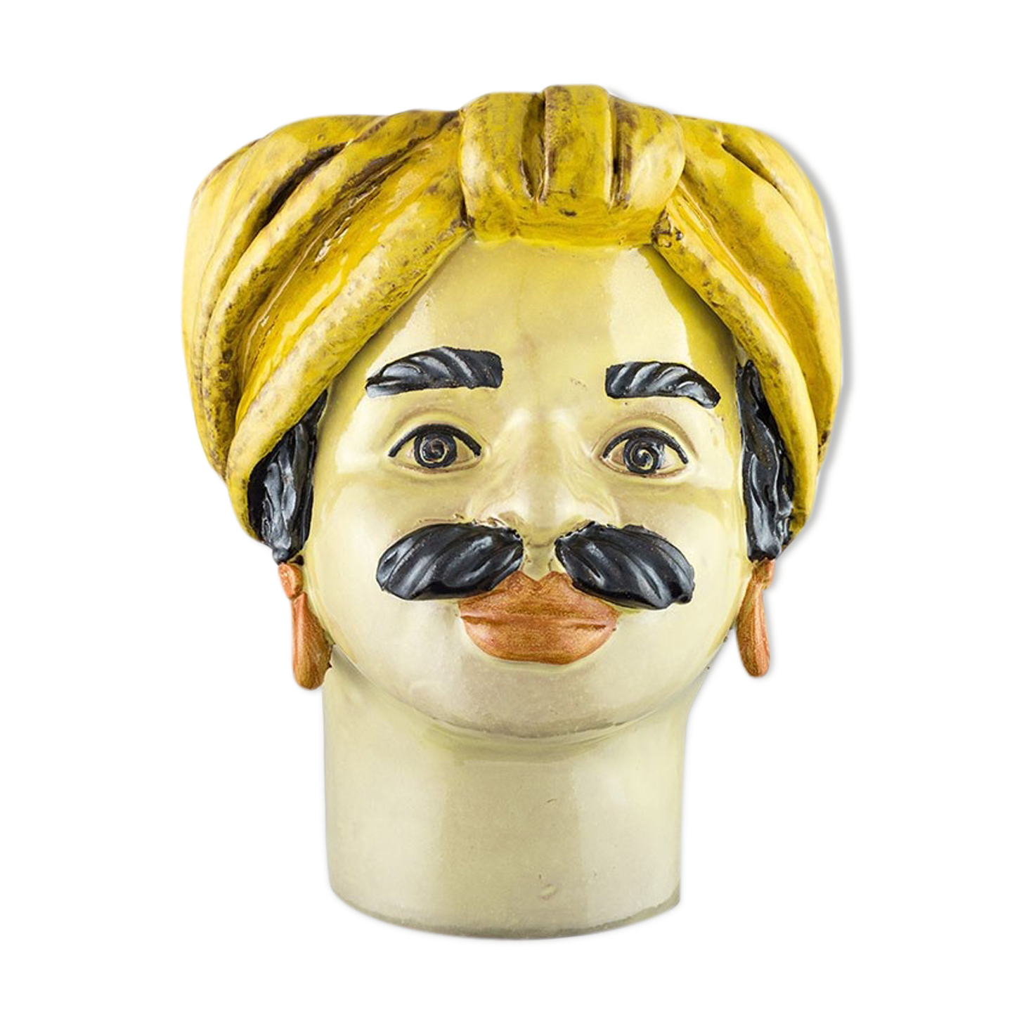 Medium-yellow male head vase