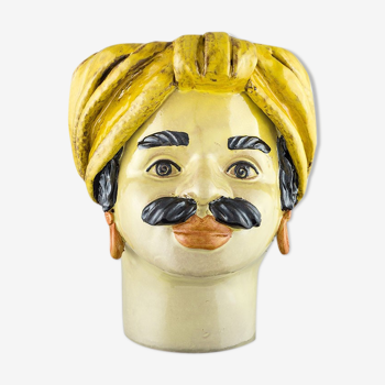 Medium-yellow male head vase