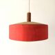 Red fabric ceiling light with textured plexiglass shade by Temde, 1960s, Germany.
