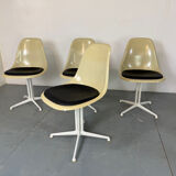 4 La Fonda fiberglass steel dining Chairs by Eames for Herman Miller