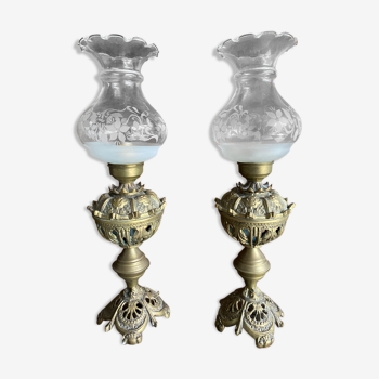 Paire de lampes bronze 1900 baroque