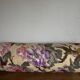 XL floral linen canvas bolster cushion from the 1950s.