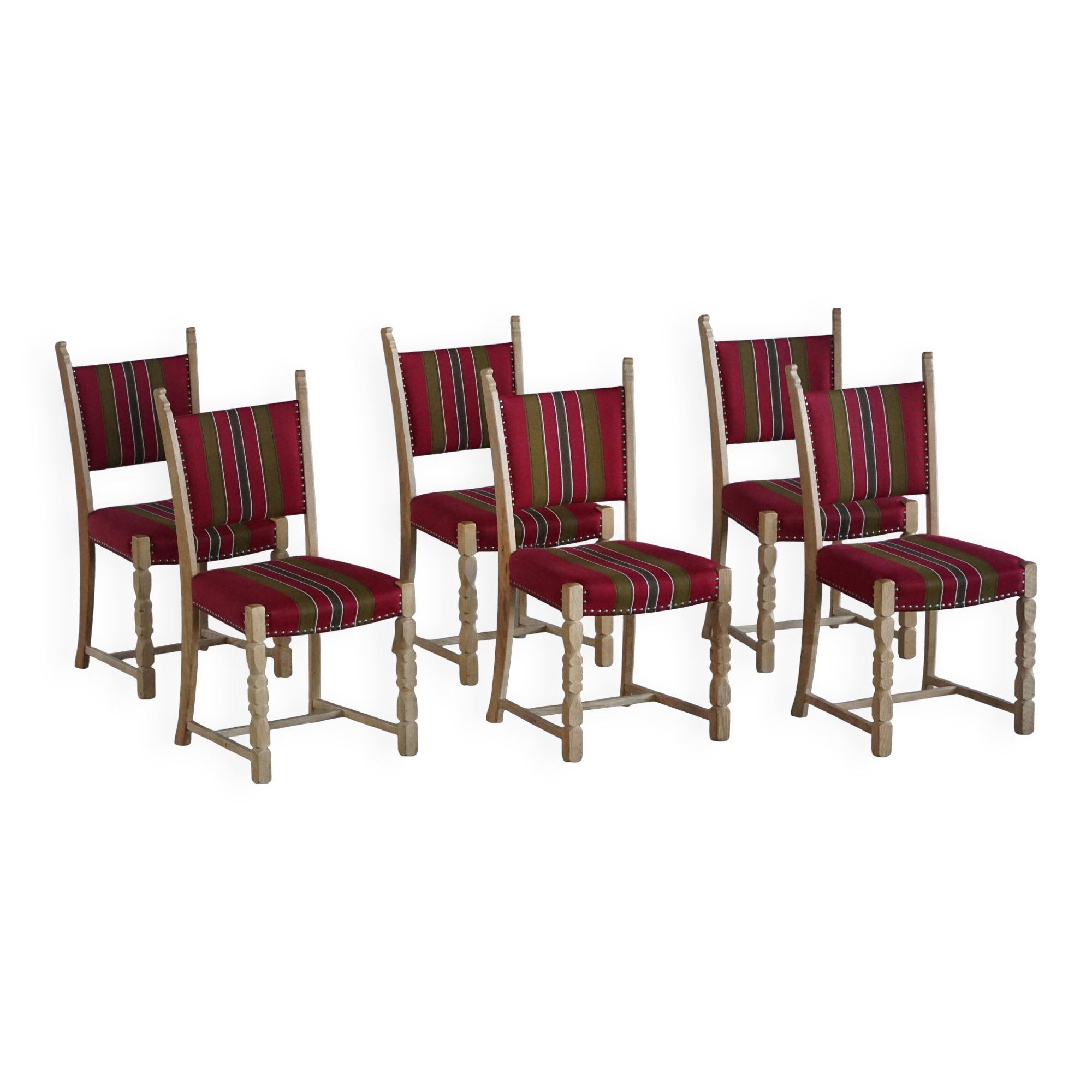 Danish Mid-Century Modern, Set of 6 Oak Dining Chairs, Henning Kjærnulf, 1960s
