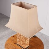 Lampe de table vintage en bois de loupe, 1970