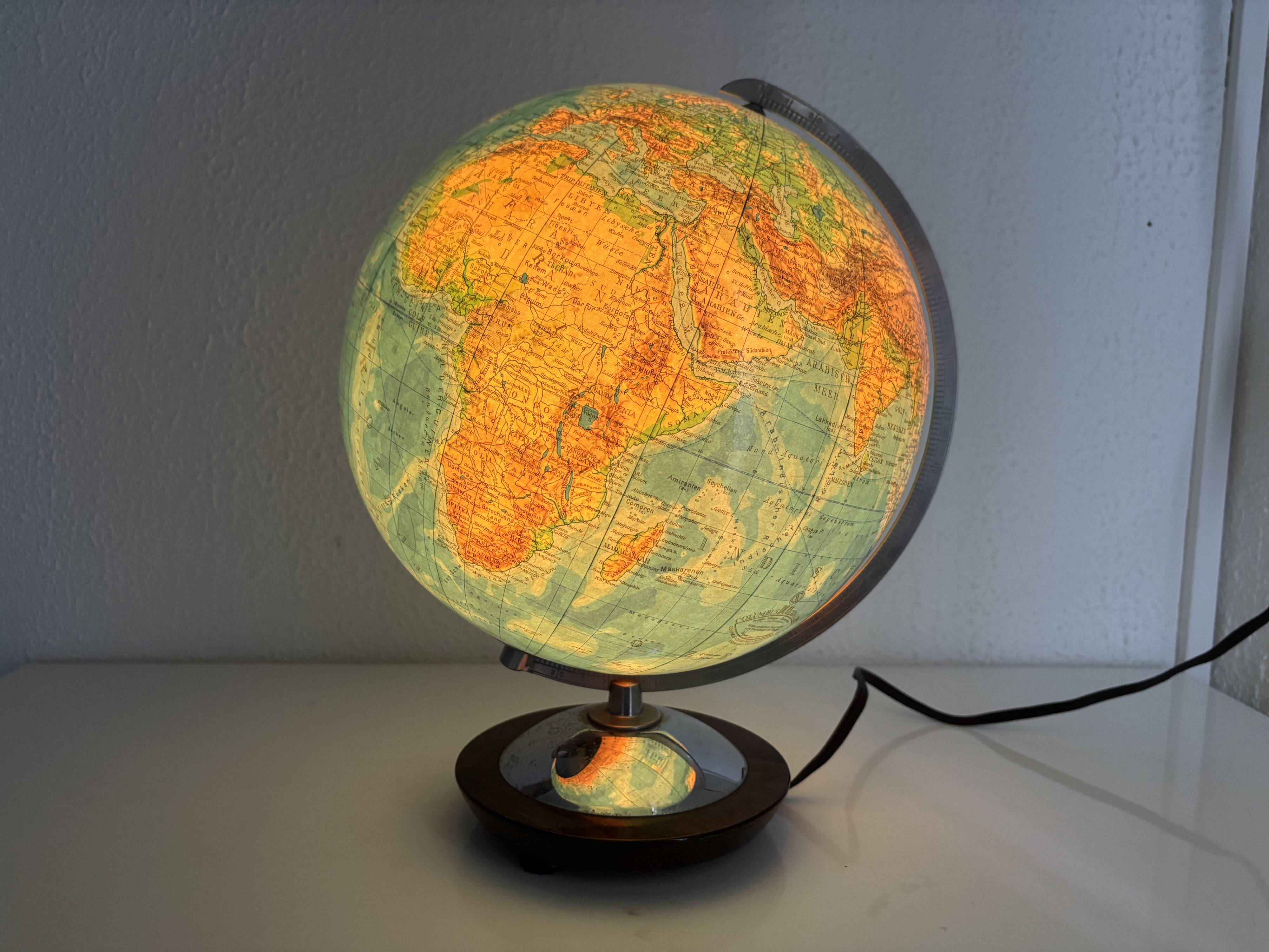 Vintage terrestrial globe 1965 German glass Columbus duo - 34 cm