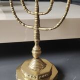 5-branched Jewish menorah/candlestick. Dedicated to mourning. In gilded bronze.