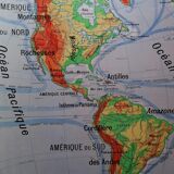 Old physical map American continent Vidal-Lablache