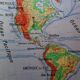 Old physical map American continent Vidal-Lablache