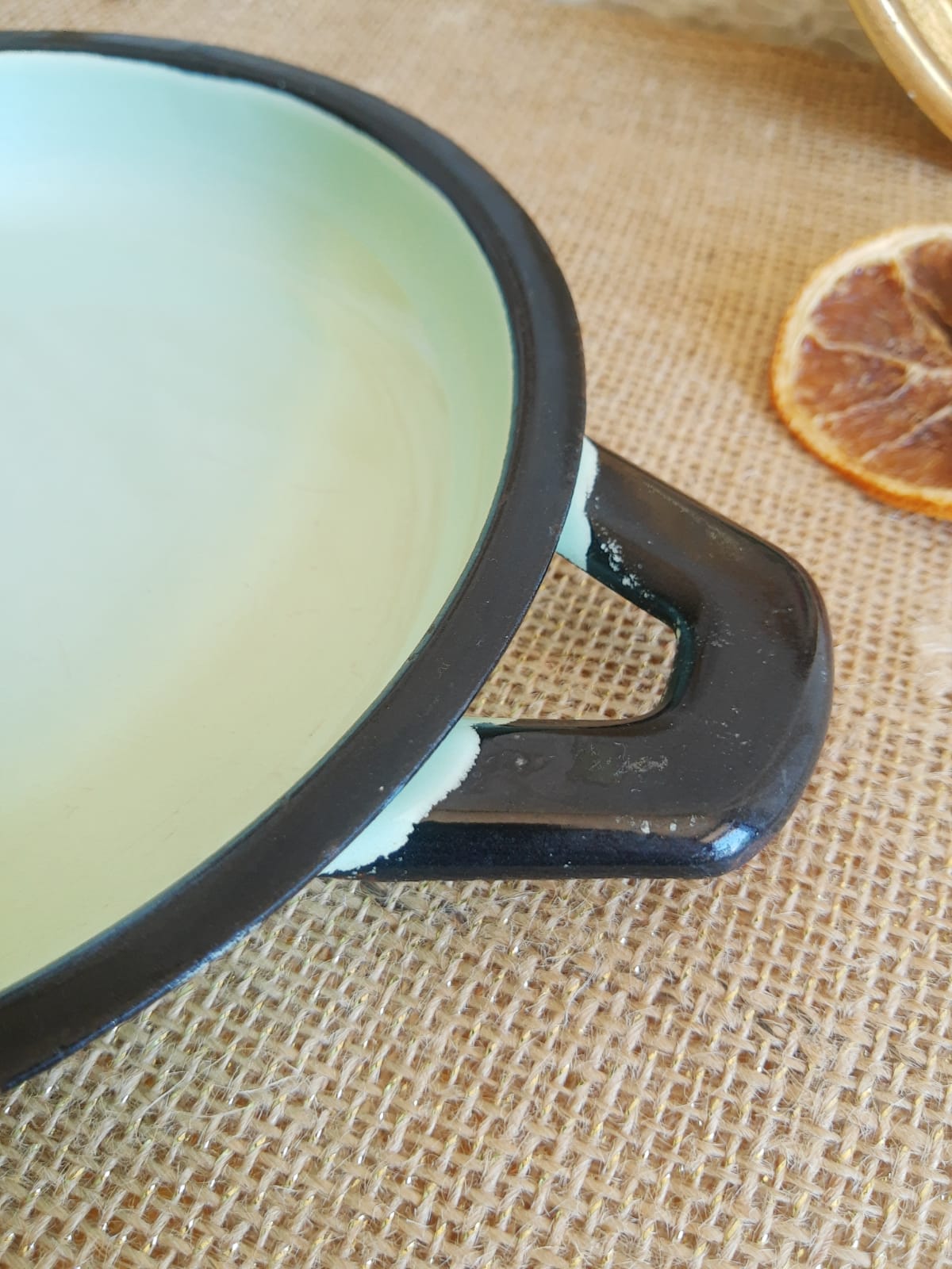 Egg dish green steel enamelled vintage