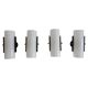 Set of four wall lights in white plexiglass and perforated black metal.