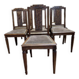7 chaises art deco en noyer