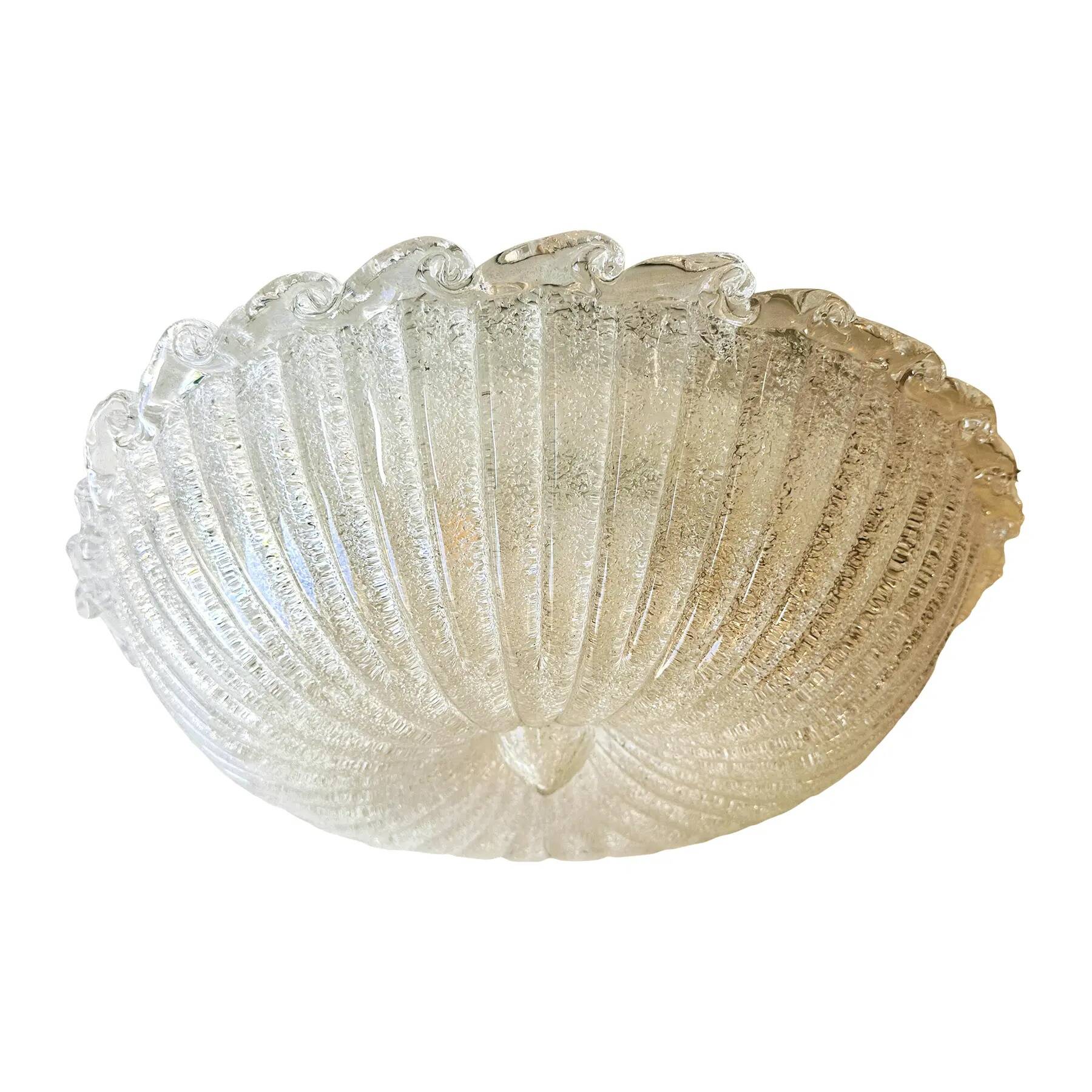 Traditional Italian White "Graniglia" Murano Glass Flush Mount in 70' Style