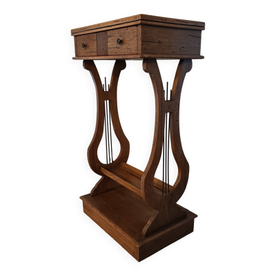 Table de chevet lyre, d'appoint en merisier, années 60