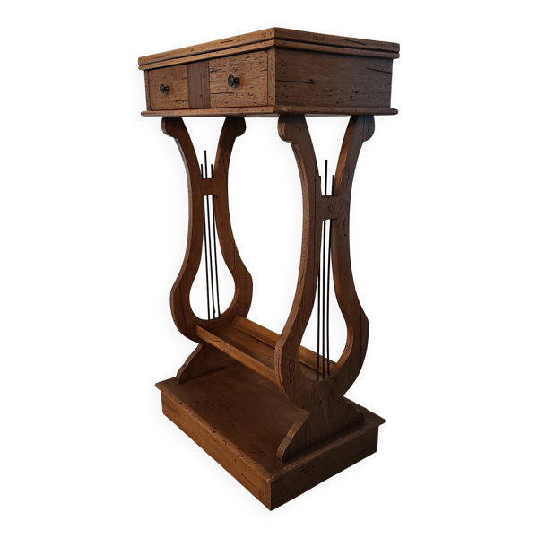 Table de chevet lyre, d'appoint en merisier, années 60
