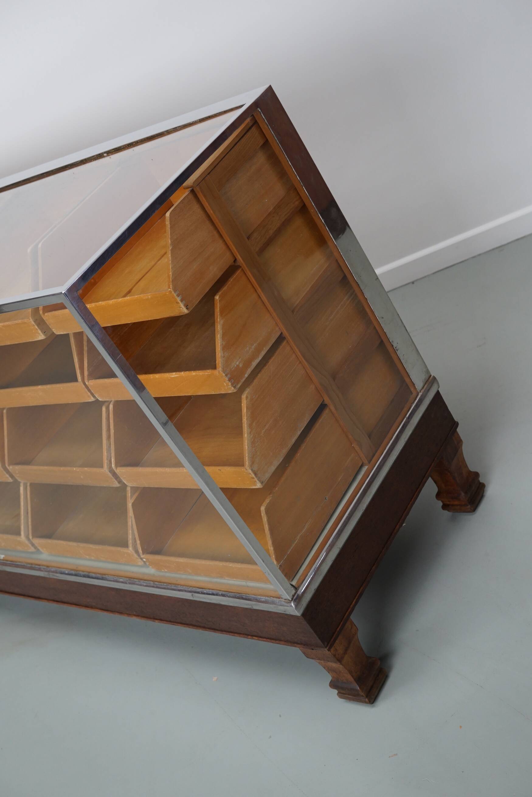 Vintage British maple & oak haberdashery cabinet or shop counter, 1930s