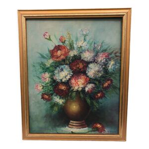 Tableau bouquet de fleurs K. Harrison,