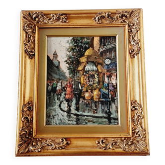Original signed oil painting of a late 19th century Parisian street painting