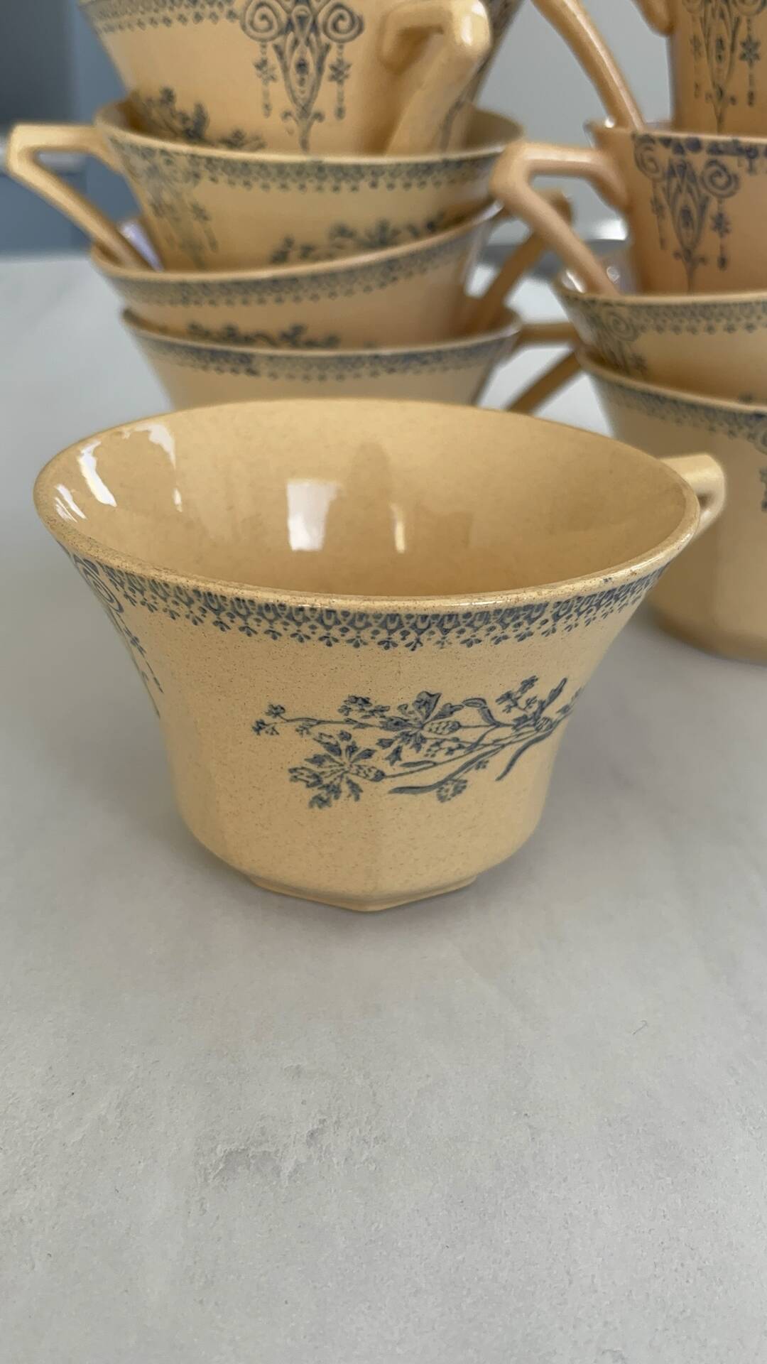 Iron earth tea cup St Amand - antique French earthenware with patina