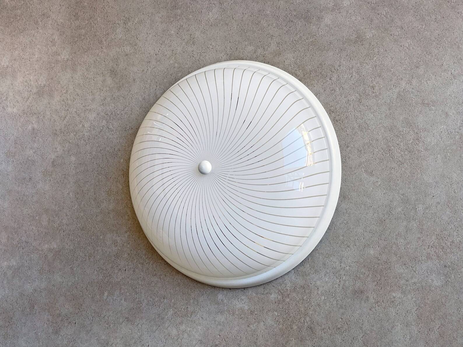 Vintage space age ceiling lamp, plastic striped shade