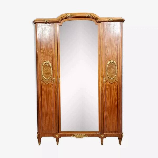 Armoire‑bibliothèque Louis XVI en marqueterie, vers 1850‑1880