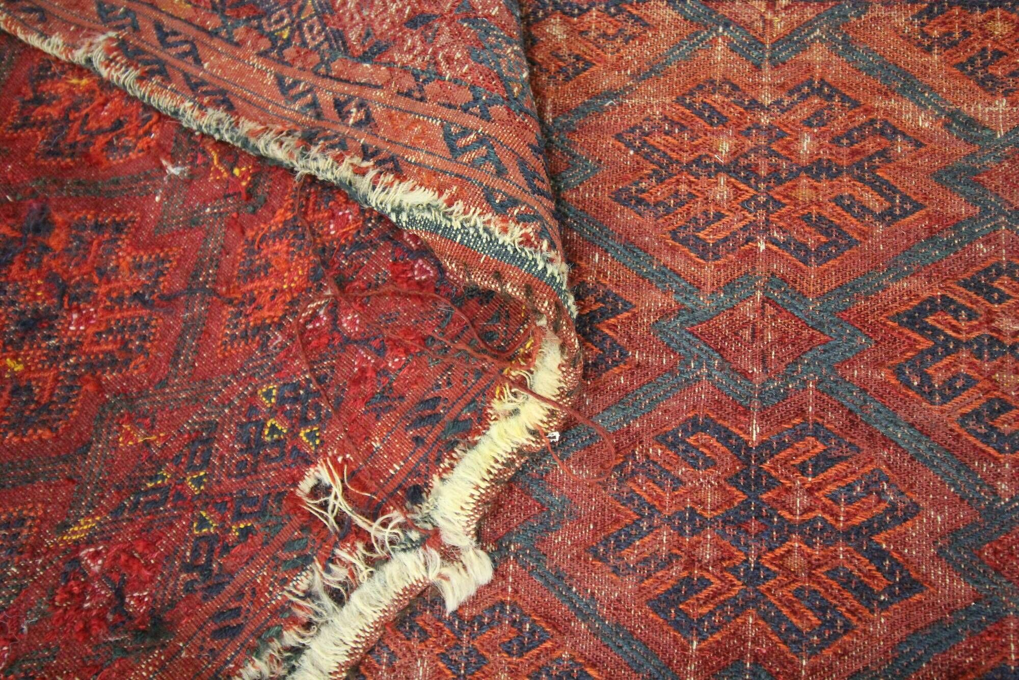 Collectable handmade antique khorassan bashir area rug- 41x129cm