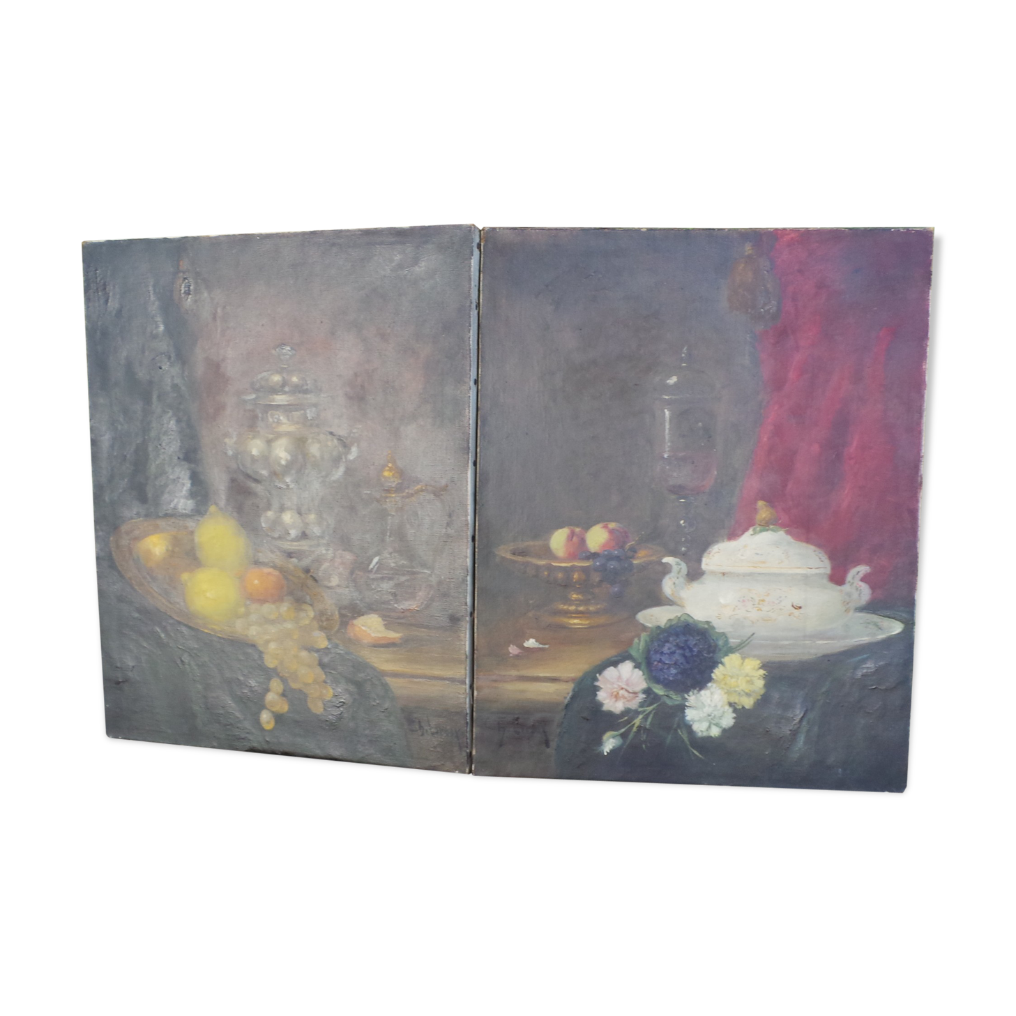 Pair of oil on canvas by Charles Leroux still life