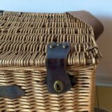 Vintage Flamingo Wicker Picnic Basket