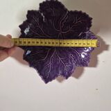 purple ceramic bowl in the shape of a tree leaf