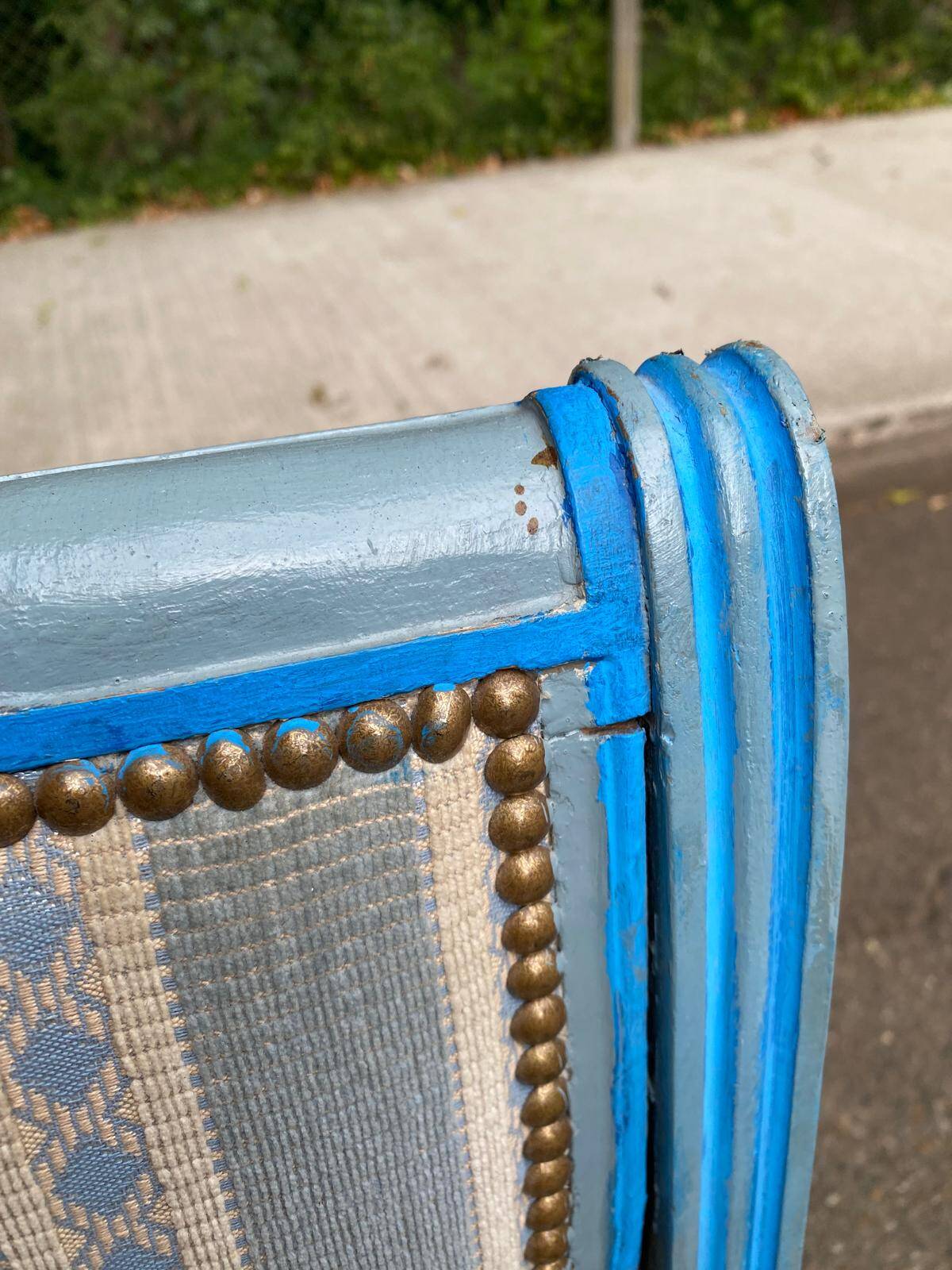 Louis XVI Style Chair / Medallion Painted in Blue