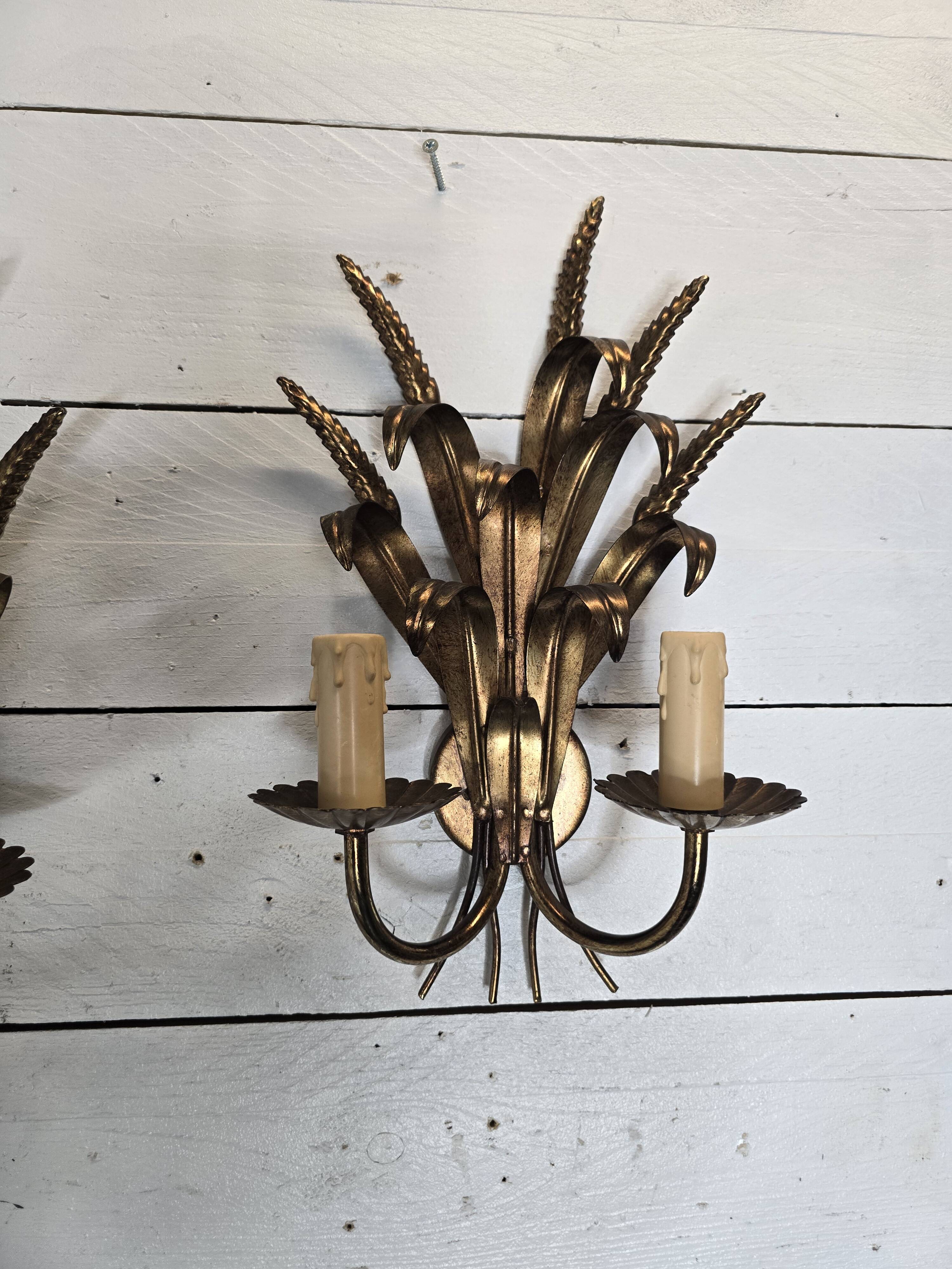 Pair of wheat ear wall lights from the 70s