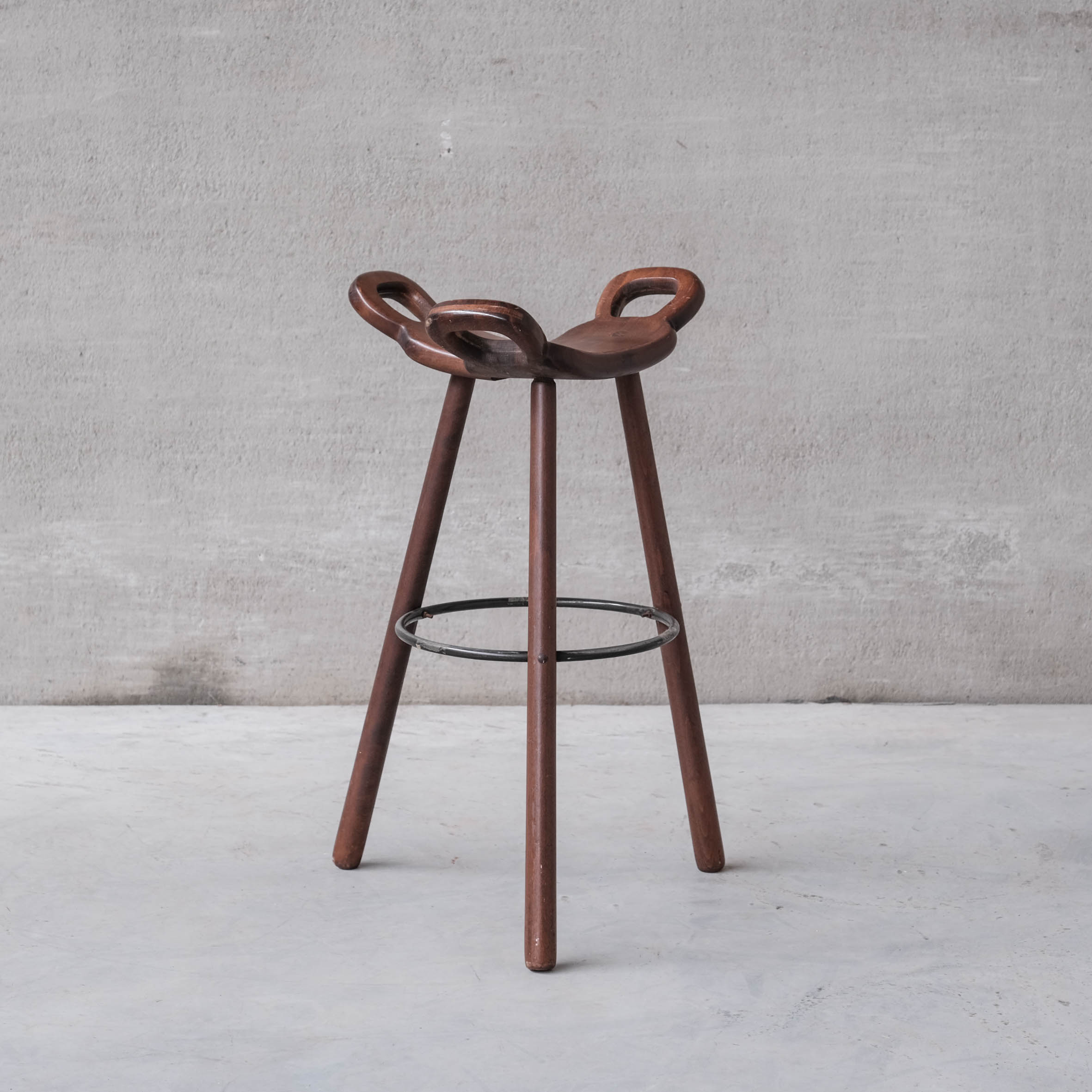 Brutalist mid-century 'Marbella' bar stool (up to 8 available)