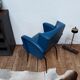 Fauteuil vintage en skaï et pieds métal