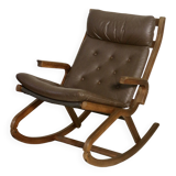 Rocking chair design Norway 1960s teak wood year 60 ref PAOLO