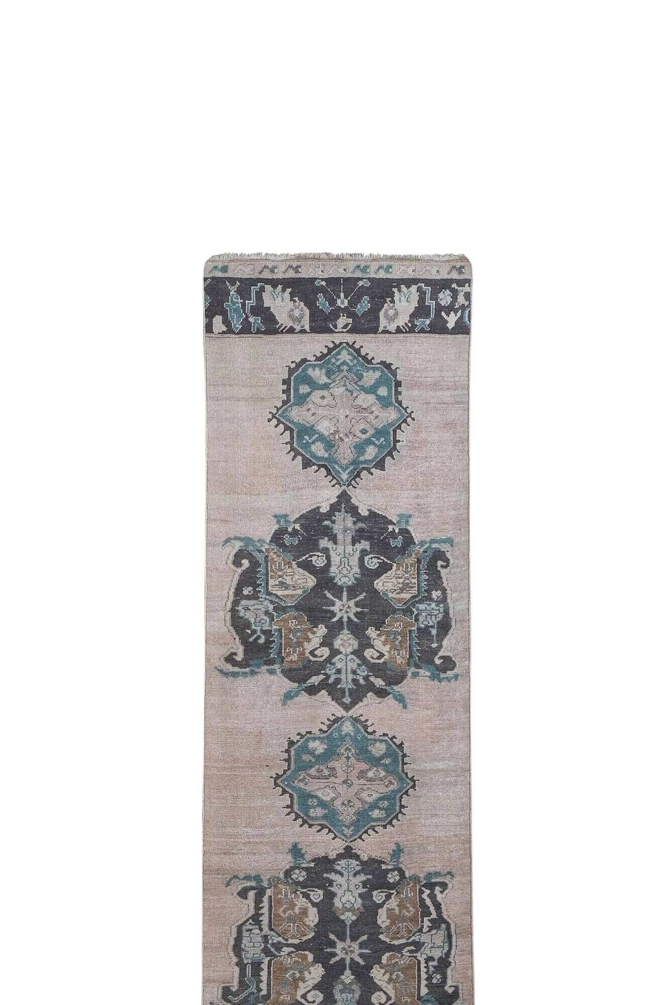 Vintage Turkish hallway rug 93x614 cm