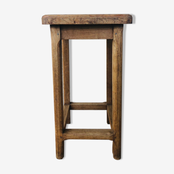 Tabouret de ferme haut  en chêne  circa 40