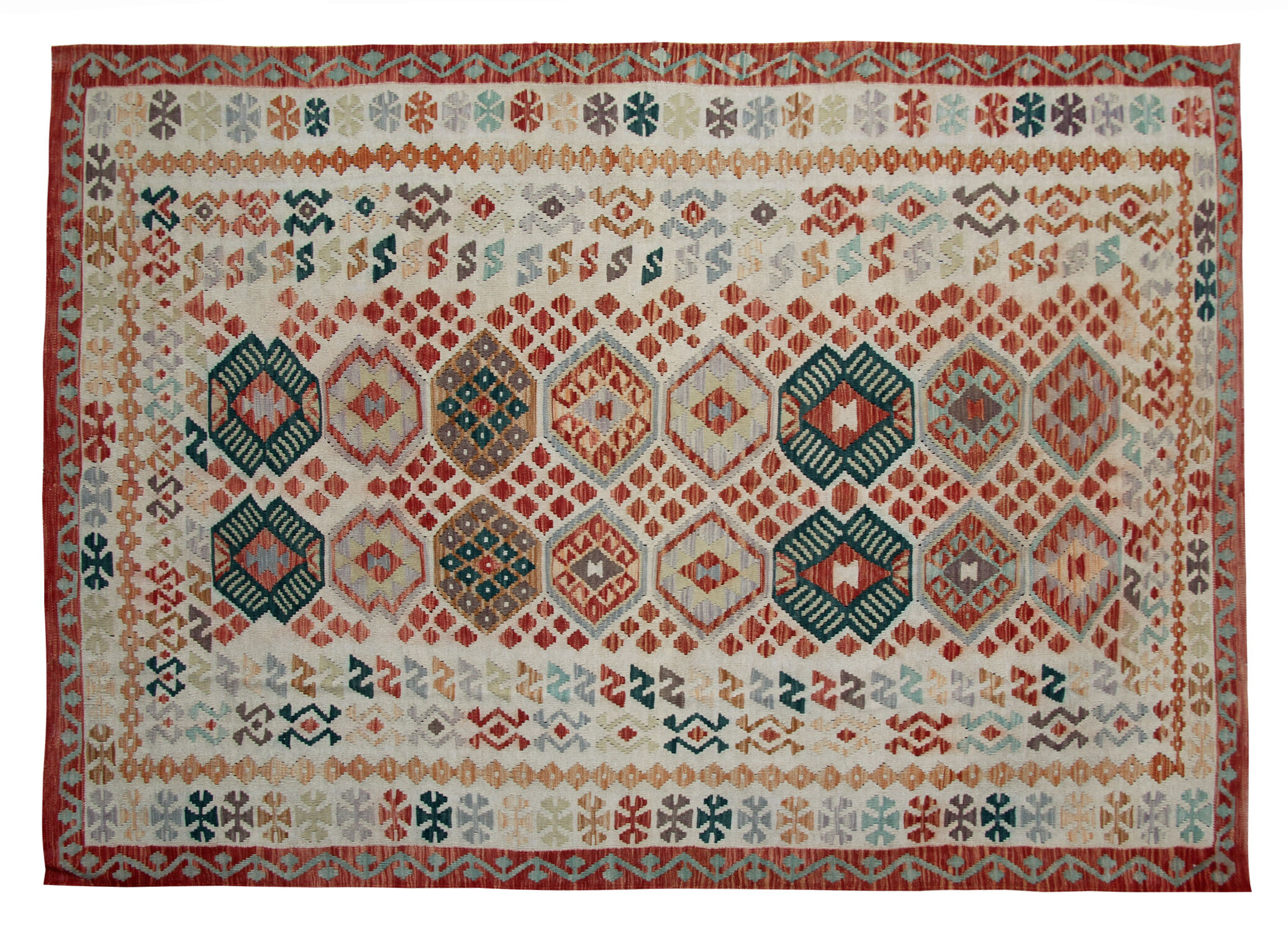 Vintage Afghan Kilim Rug Carpet 180x259cm