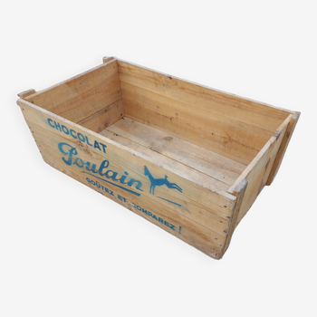 Poulain chocolate advertising wooden box