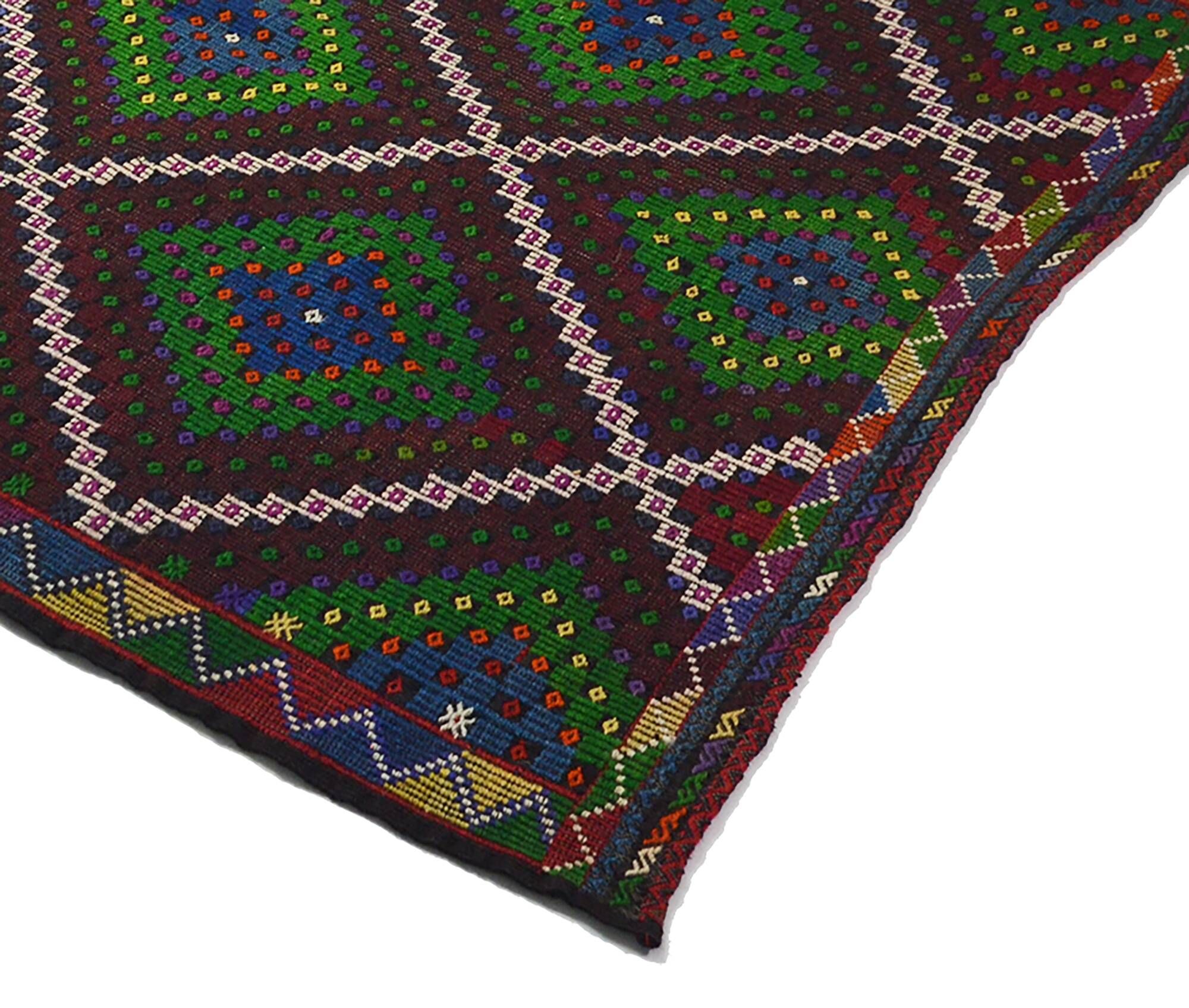 Grand Turkish Kilim Anatolia 196x326 cm Geometric Vintage Handwoven