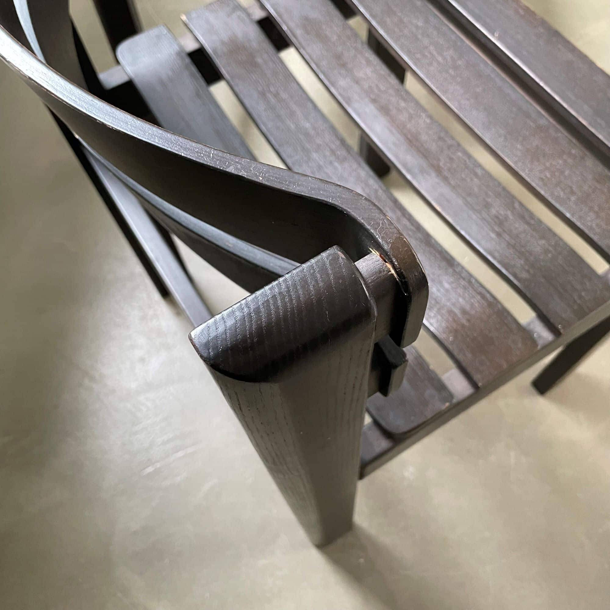 Set of vintage design slat chairs