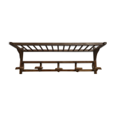 Porte manteau ancien à 5 patères en bois cintré avec étagère en bois vintage