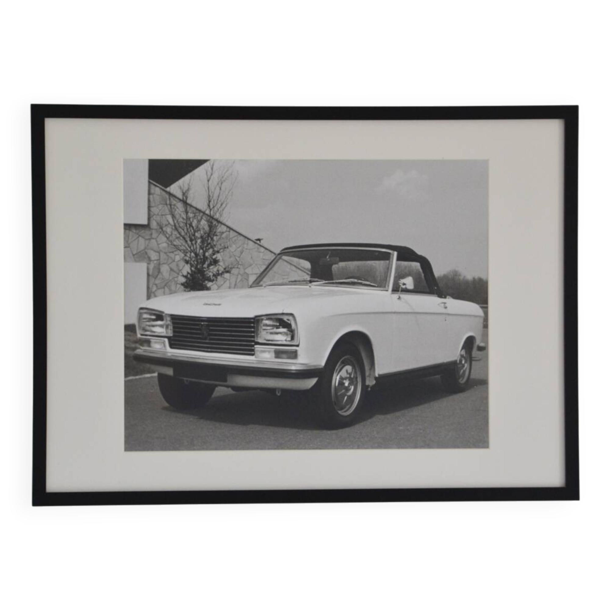 Large framed photograph of a Peugeot 304 convertible