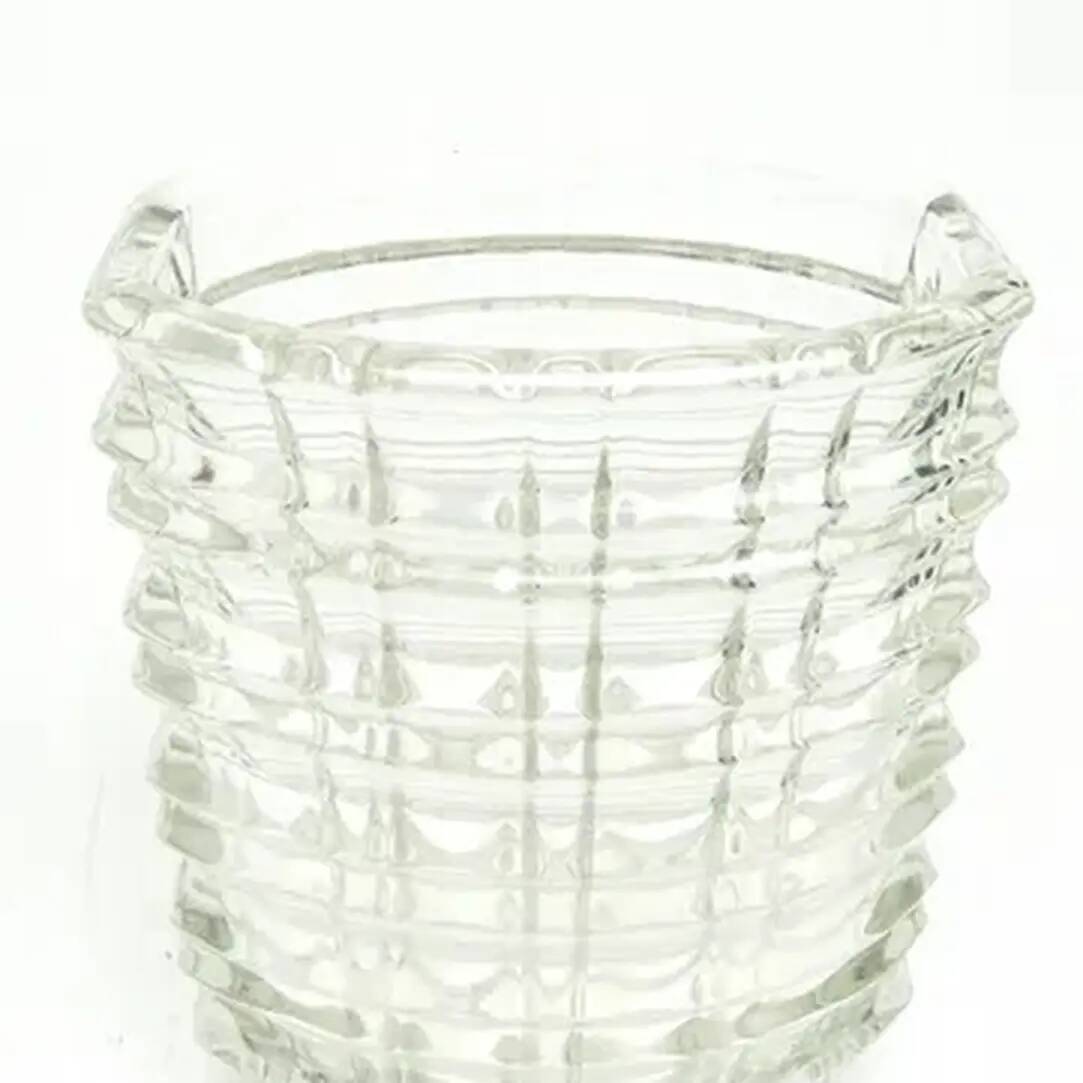 Vase optique, moderne du milieu du siècle, en verre transparent, conçu par J. Drost, Ząbkowice, Pologne, années 1970.