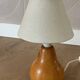 vintage wooden lamp small model with fabric shade 80's design