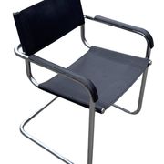 Set of 4 bauhaus cantilever chairs black leather and chrome design 80's