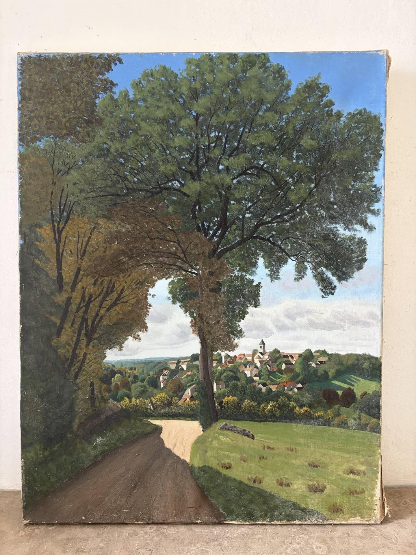 Vue sur le village, huile sur toile