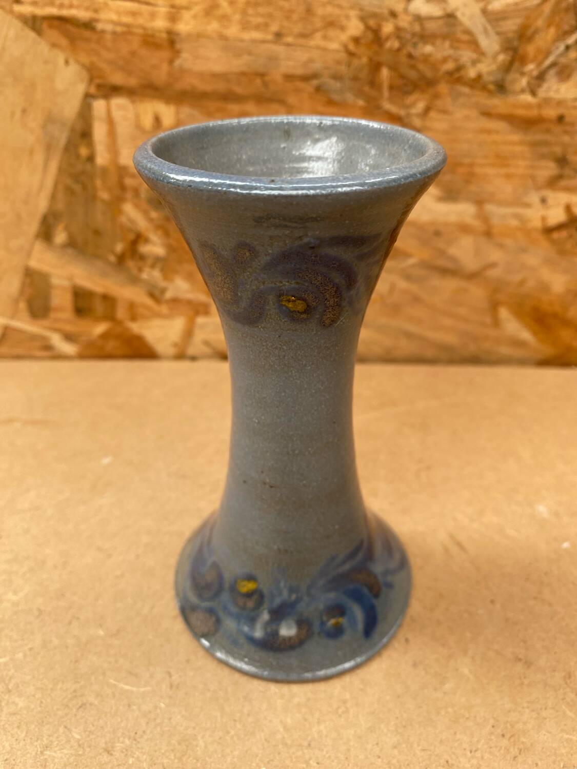 Old vase soliflore betschdorf remmy fils blue stoneware vintage flower decor