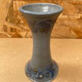 Ancien vase soliflore betschdorf remmy fils grès bleu décor fleurs vintage